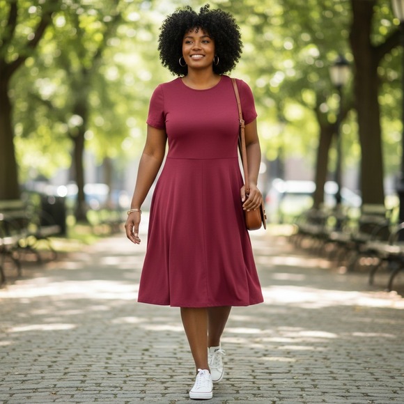 Gal Meets Glam Collection Dresses & Skirts - Gal Meets Glam Women's Size 20 Berry Pink Fit & Flare Midi Dress Career Church